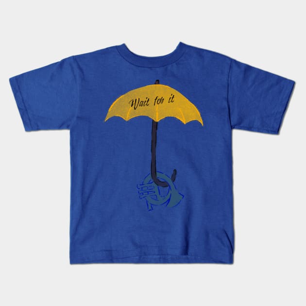 Yellow umbrella and blue horn black - Wait for it - blue Kids T-Shirt by Uwaki